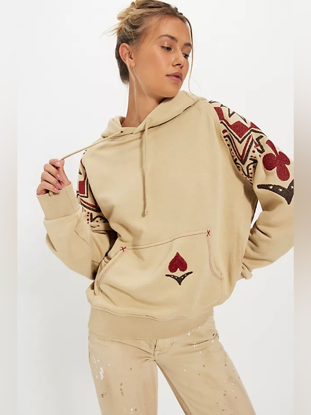 Free People x Denim and Bone Playing Card Hoodie NWT Size S